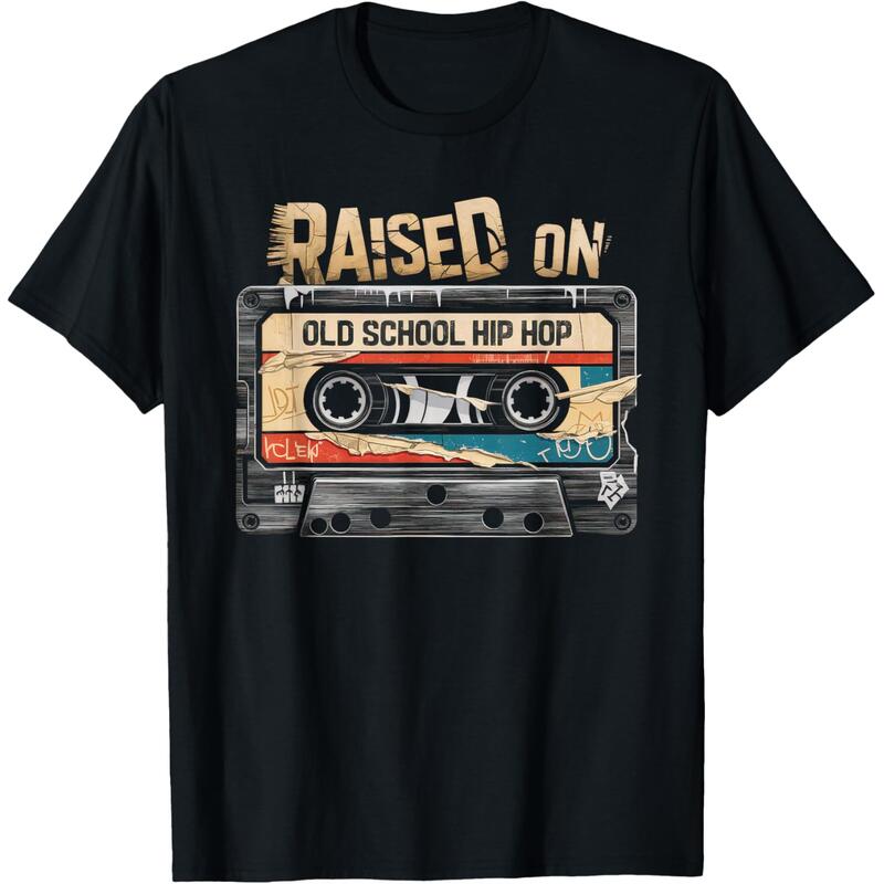 Raised On Old School Hip Hop Tshirt Cassette Graffiti Rap T-Shirt  Cotton Unisex Comfortable Casual Sports Tee plus  size  top
