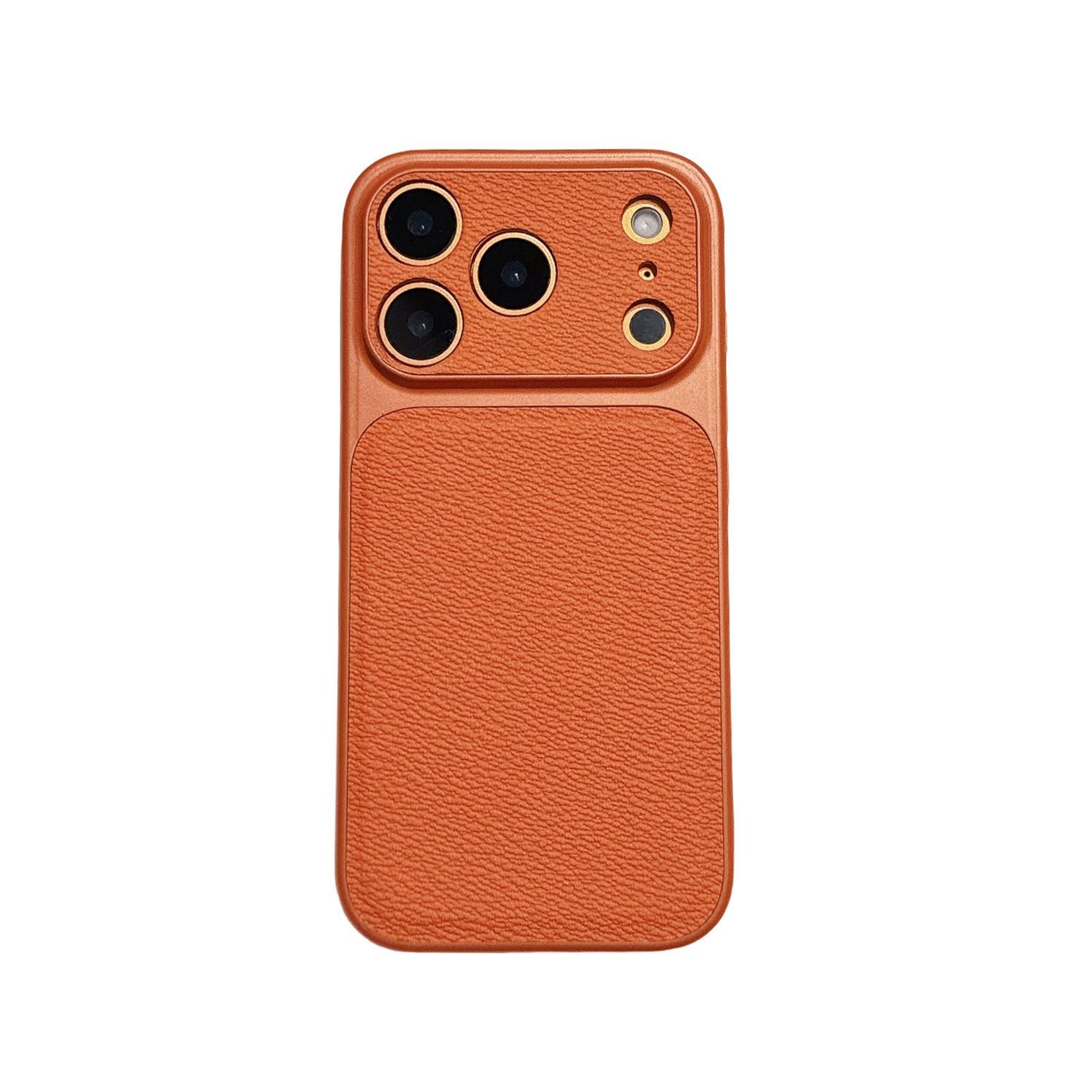 2026 Full Coverage Large Window iPhone 17 Pro Max Lychee Texture Case Compatible with Apple 16/15 /14/13