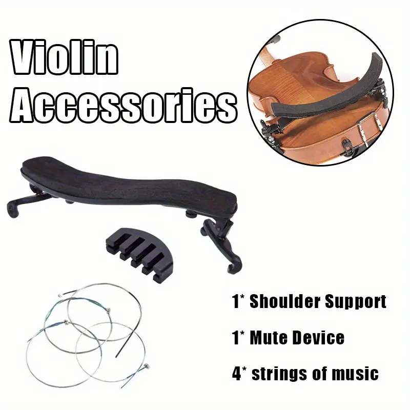 Violin Support Bundle: Grip Rest, Silent Mute, Strings - Steady Hold & Quiet Practice