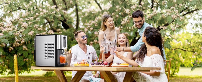 COWSAR Nugget Ice Maker Dispenser, Self Dispensing Pellet Ice Maker, 44lbs/24H, 15Mins Quick Ice Make, 3.3lbs Ice Storage, Ice Full Indicator, Self-Cleaning, Home, Kitchen, Bar, Party Silver