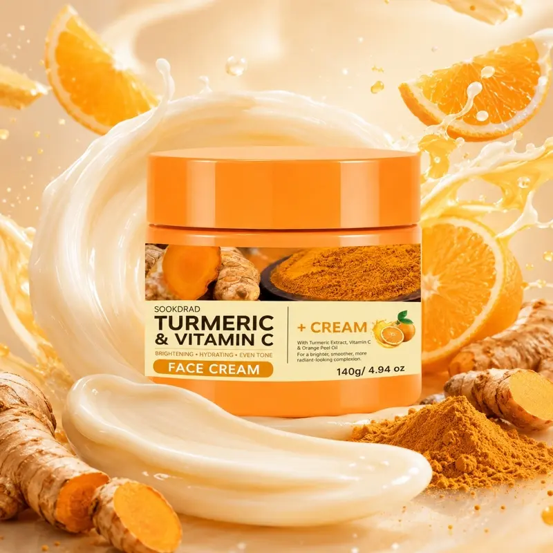 Turmeric & Vitamin C Face Cream, with turmeric extract, vitamin c, orange peel oil, brightening, hydrating, even skin tone, for face, 140g/4.94 oz