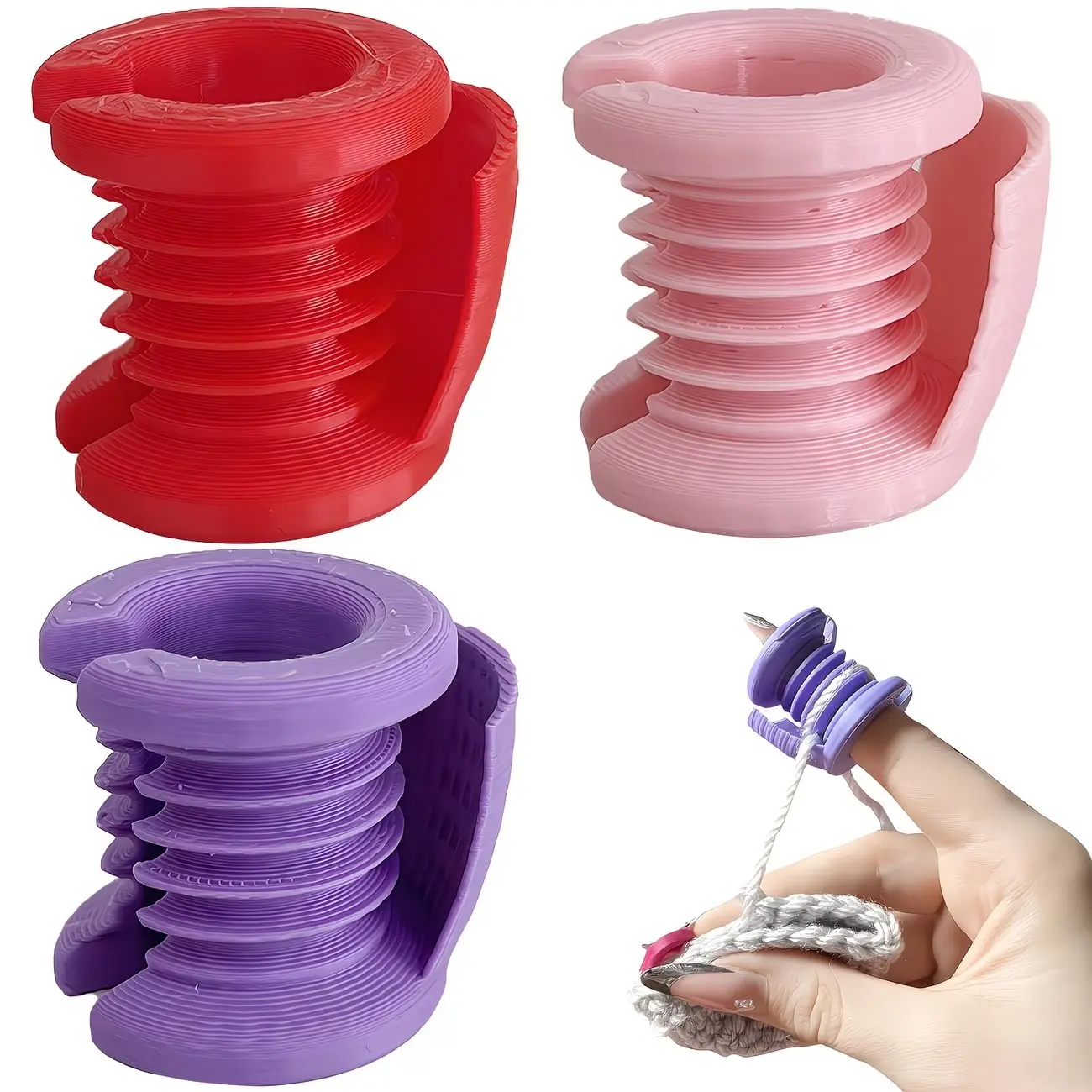 4Pcs Random Color Crochet Finger Protectors, Anti-Slip Knitting Yarn Fixing Tools for DIY Crafts