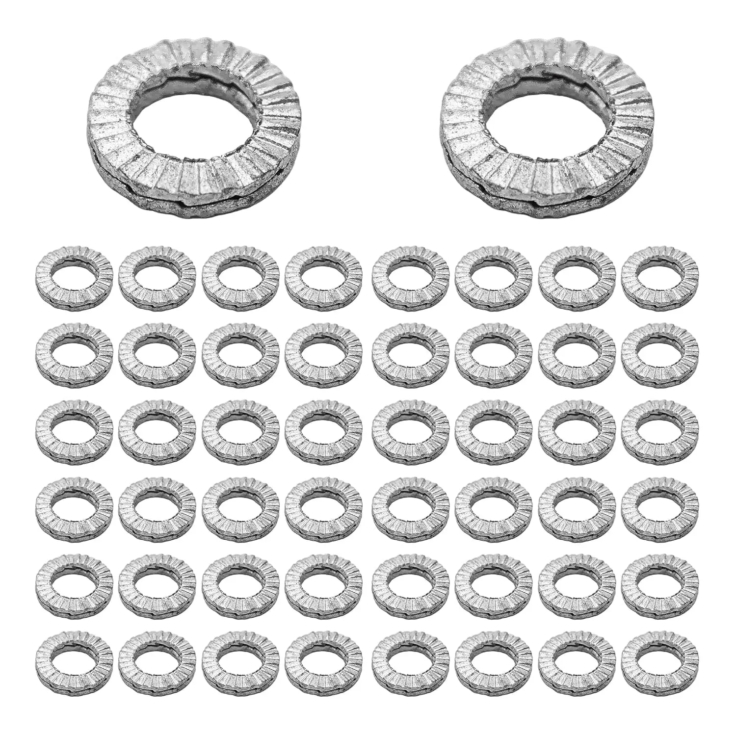 50 count M6 Wedge Lock Washers, Vibration Proof Manganese Steel Lock Washer Set, Anti-Loose Shakeproof Washers for , Machinery, Automotive, Quick Install,  Fit