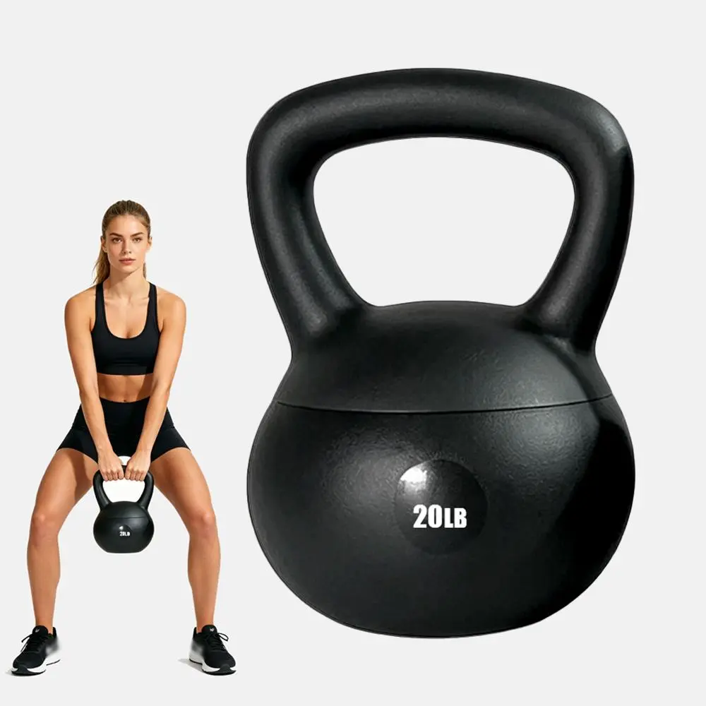 Beginner Shock Resistant Non-Slip Soft Vinyl Kettle Bell Set 10LB/15LB/20LB, Shock Absorbing Anti-Scratch Anti-Collision Fitness Weights