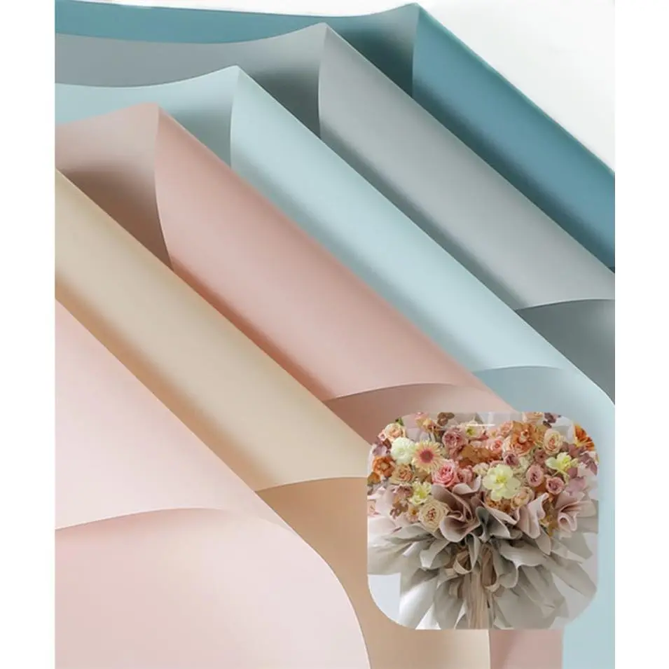 30 sheets/6 colors Korean style  solid color flower wrapping paper, florist bouquet paper, DIY crafts,  packaging or  box packaging, 23x23 inches