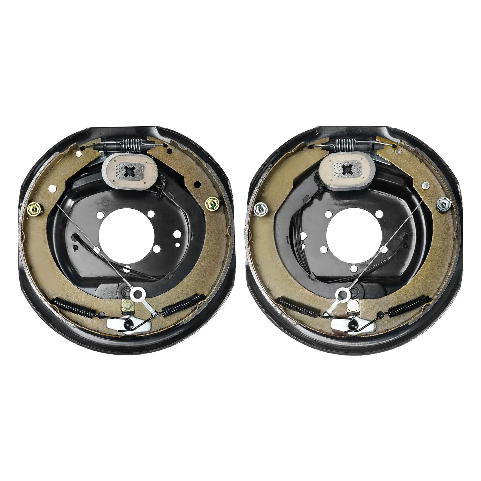 VEVOR Electric Trailer Brake Assembly, 12" x 2", 1 Pair Self-Adjusting Electric Brakes Kit for 7000 lbs Axle, 5-Hole Mounting, Backing Plates for Braking System Part Replacement (1 Right  1 Left)
