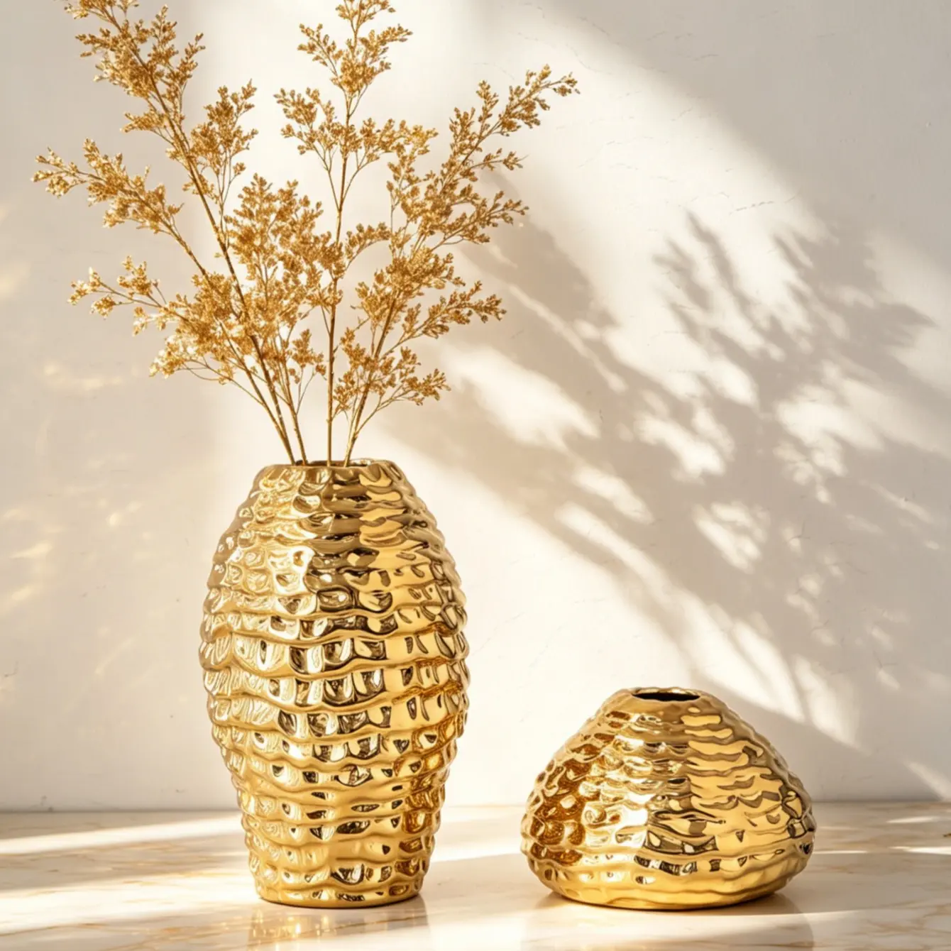 Luxury Ceramic Vase, High-End Hammered Texture Floral Arrangement, Living Room Entryway Desktop Decorative Ornament, Decorative Vases For Home Decor