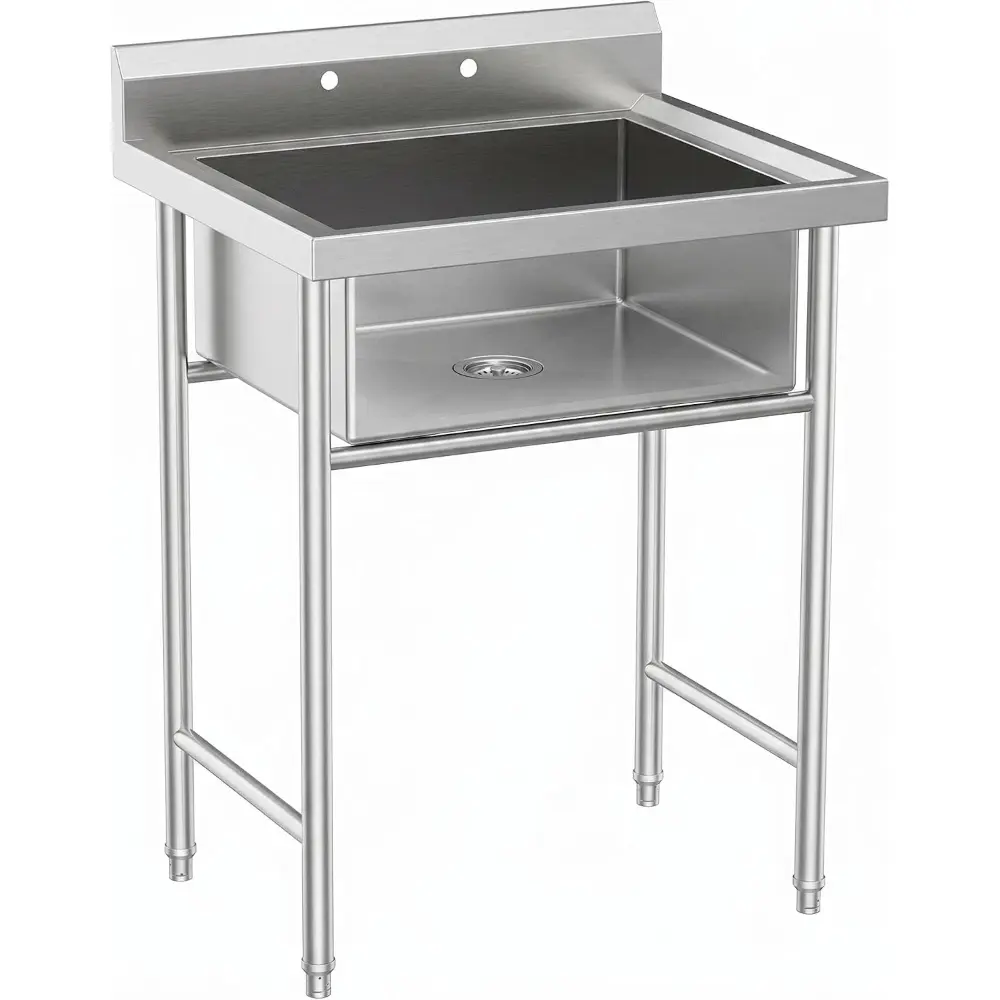 Stainless Steel Utility Sink, Single Bowl Deep Laundry Sink without Faucet for Garage Basement Commercial Kitchen Workshop, Heavy Duty 30.9lbs
