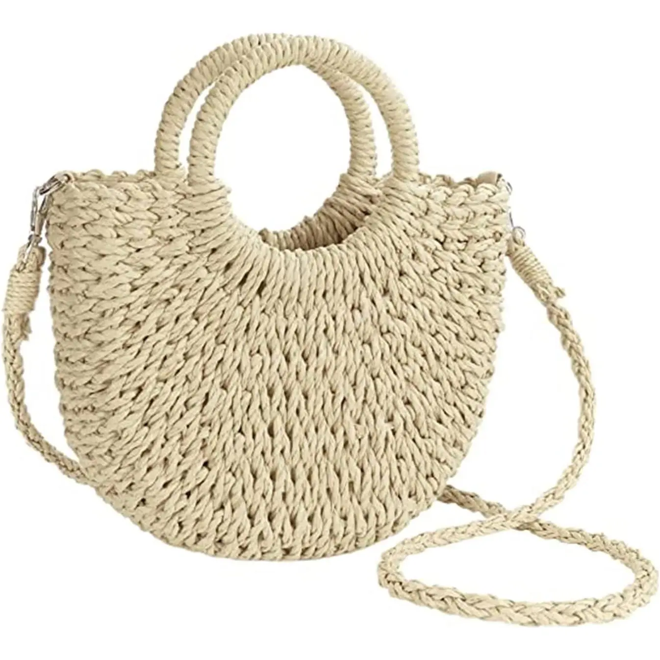 BoDoux Straw Beach Bag for Women, Crochet Crossbody Bags Small Boho Purse,Top Handle Cute Woven Handbag Wicker Clutch
