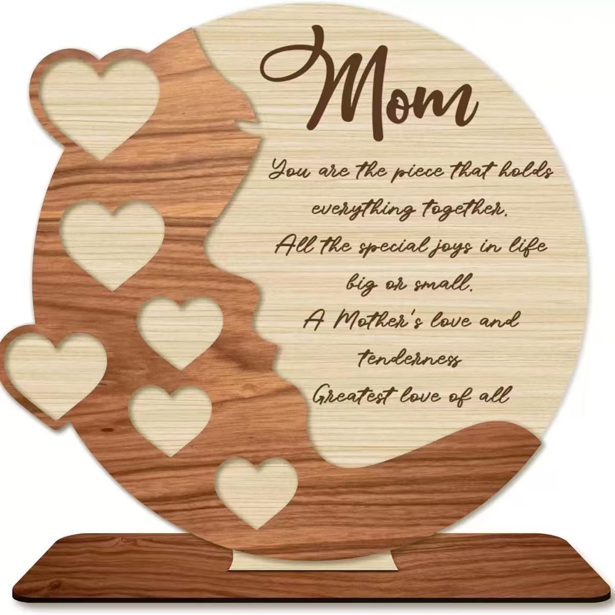 Mother's Day gift photo frame decoration - hollow wooden ornament - heartwarming mother's love message - suitable for birthdays and Mother's Day, adaptable to various occasions