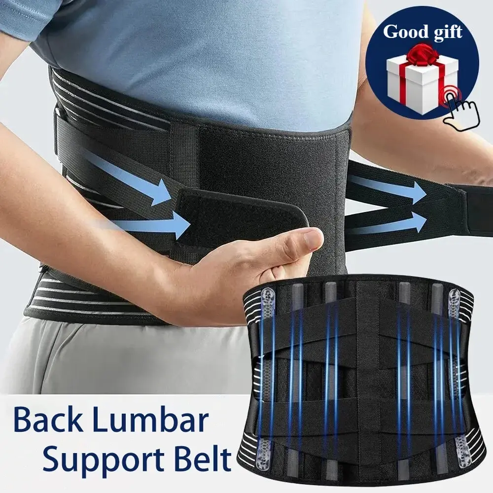 Adjustable Lumbar Support Lower Back Belt with Aluminum Braces for Men and Women, Pain Relief (Health & Medical Braces & Supports)