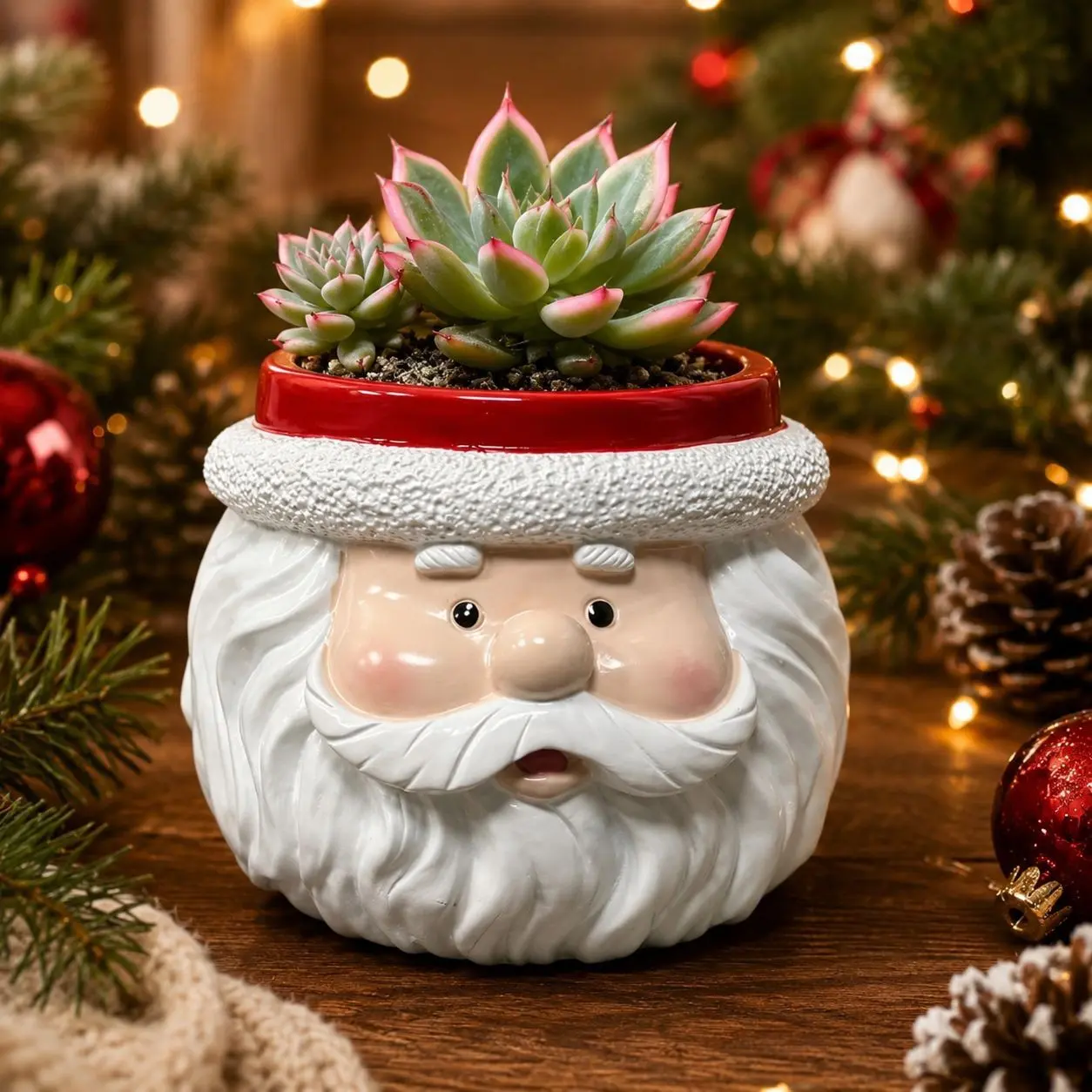 New Christmas Santa Resin Planter Pot, Creative Holiday Decor, High-End Desktop Decoration, Craftsmanship Ornament