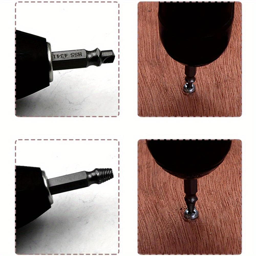 HSS Nitrided Screw Extractor Set 4 or 5 Pcs Broken Bolt Remover Drill Bit Kit Home Mechanical Repair Tools Metal Drilling Damaged Screw Removal Thread Repair Emergency Tool High Efficiency Stripped Screw Extractor Set