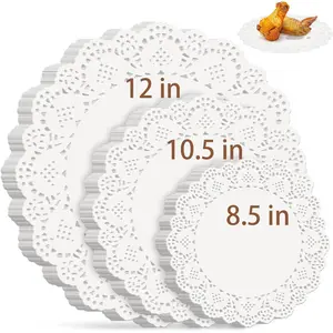90 Pack Paper Doilies Assorted Sizes, 8.5inch 10.5 inch and 12 inch Round White Paper Doilies for Food, Disposable Lace Paper Doilies Paper Placemats for Party Table Crafts Cakes Desserts Tableware