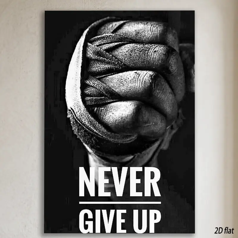 1pc Never Give Up Motivational Quote Frameless 2D Print Canvas Paint Boxing Wall Art Aesthetic Modern Ideal Gift for Office Cafe Home Livingroom Bedroom Classroom Kitchen Wall Decor waterproof canvas wall art exquisite poster  bedroom dorm gaming room