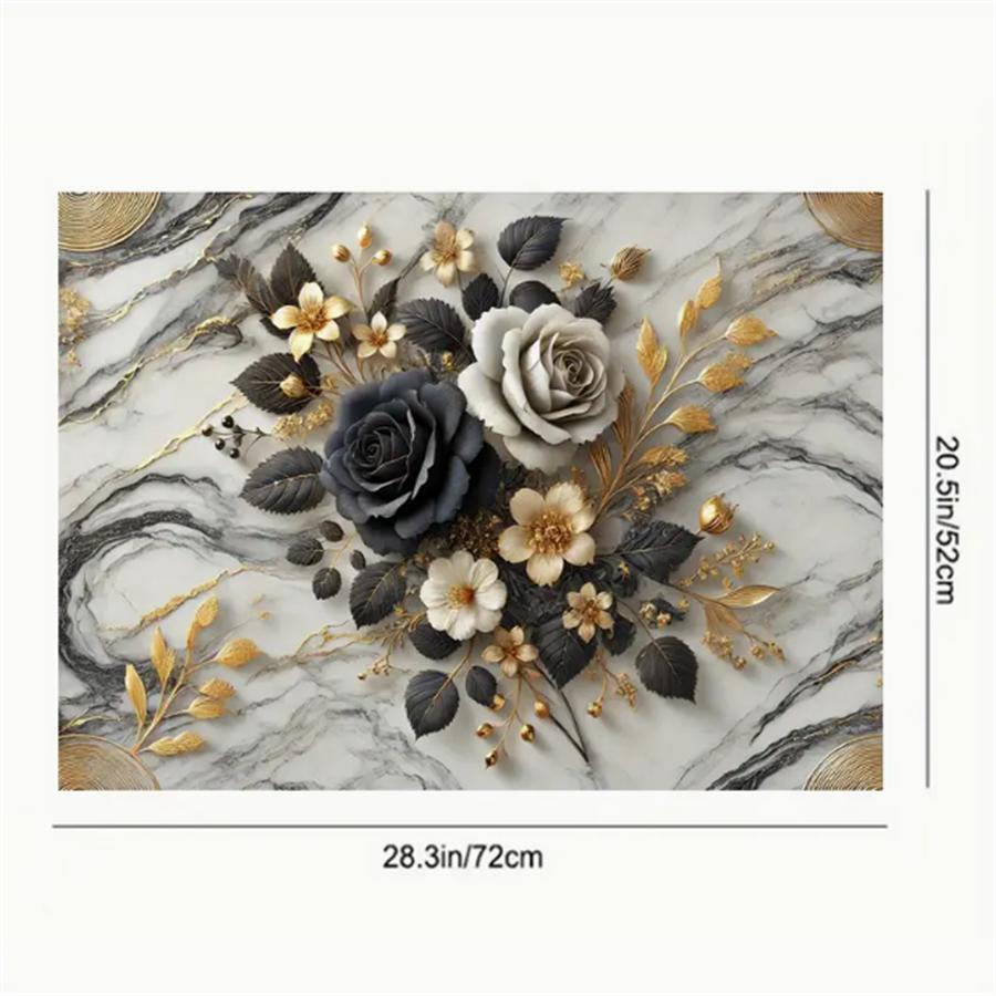 2DFlatFlower Pattern Gas Stove Cooktop Panel Protector Cover, 1 Count Heat & Scratch Resistant Stove Top Protector, Easy To Clean Stove Top Cover for Home Dining Room Barbecue Floral Pattern