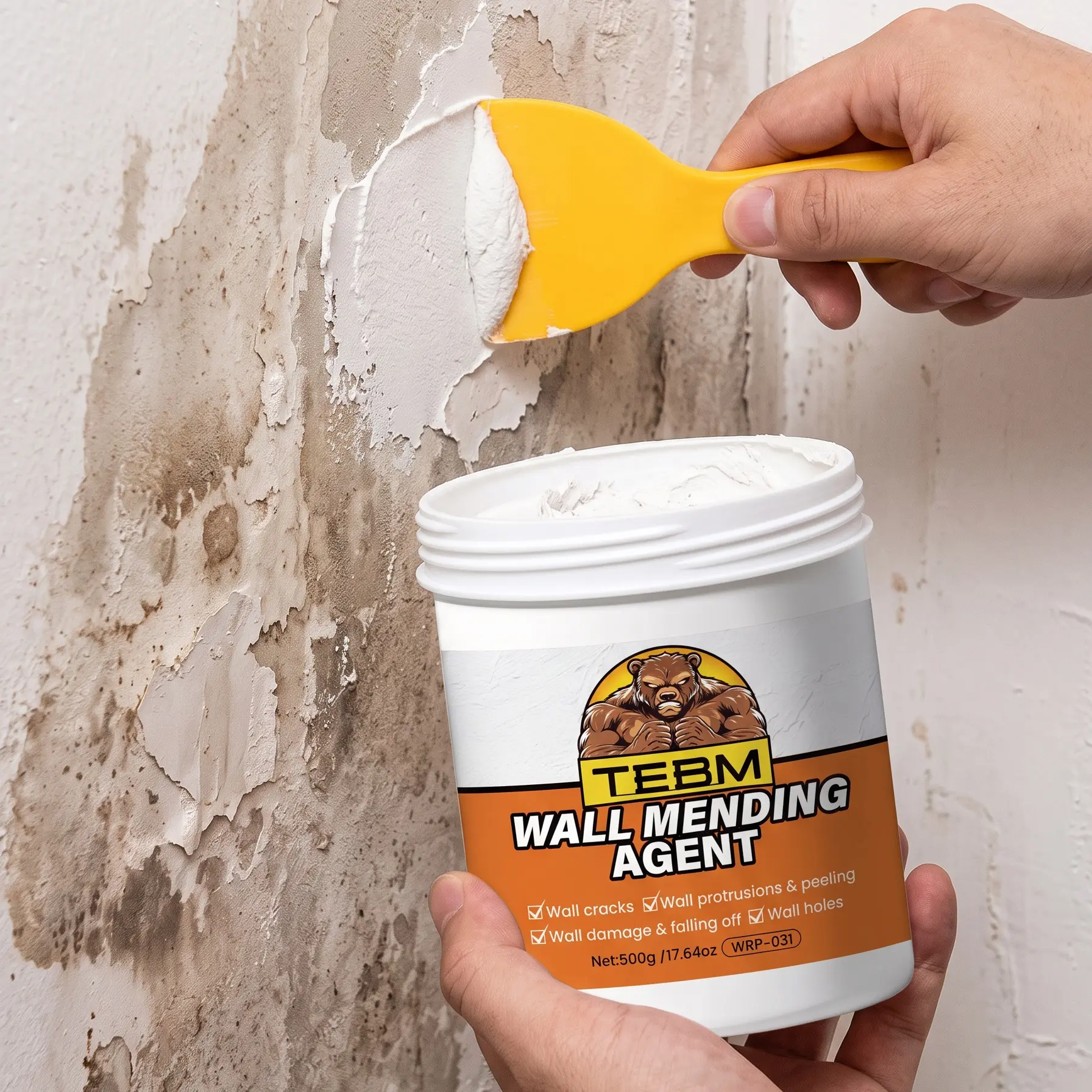 Wall Repair Paste Kit with Scraper, Ready-to-Use Drywall Spackle Mending Agent, Quick-Drying Hole Filler for Nail Holes, Cracks, Dents & Peeling Paint – Car Paint & Window Repair Tool for Home Renters