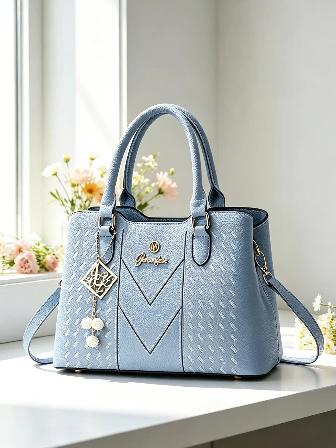 Large Capacity Handbag for Office Ladies, New Design Lychee Pattern Lightweight Shoulder Bag, Simple and Versatile Commute Backpack