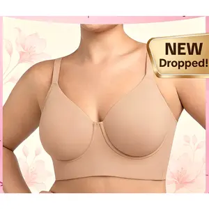 Non Padded Plus Size*  Full Coverage Seamless Supportive Longline Underwire Bra for Large Bust T-Shirt Bra Side Smoothing Wide Back Coverage Tank Vest Bra Wide Adjustable Straps Breathable High Elastic Stretch Fit Bra for Curvy Women