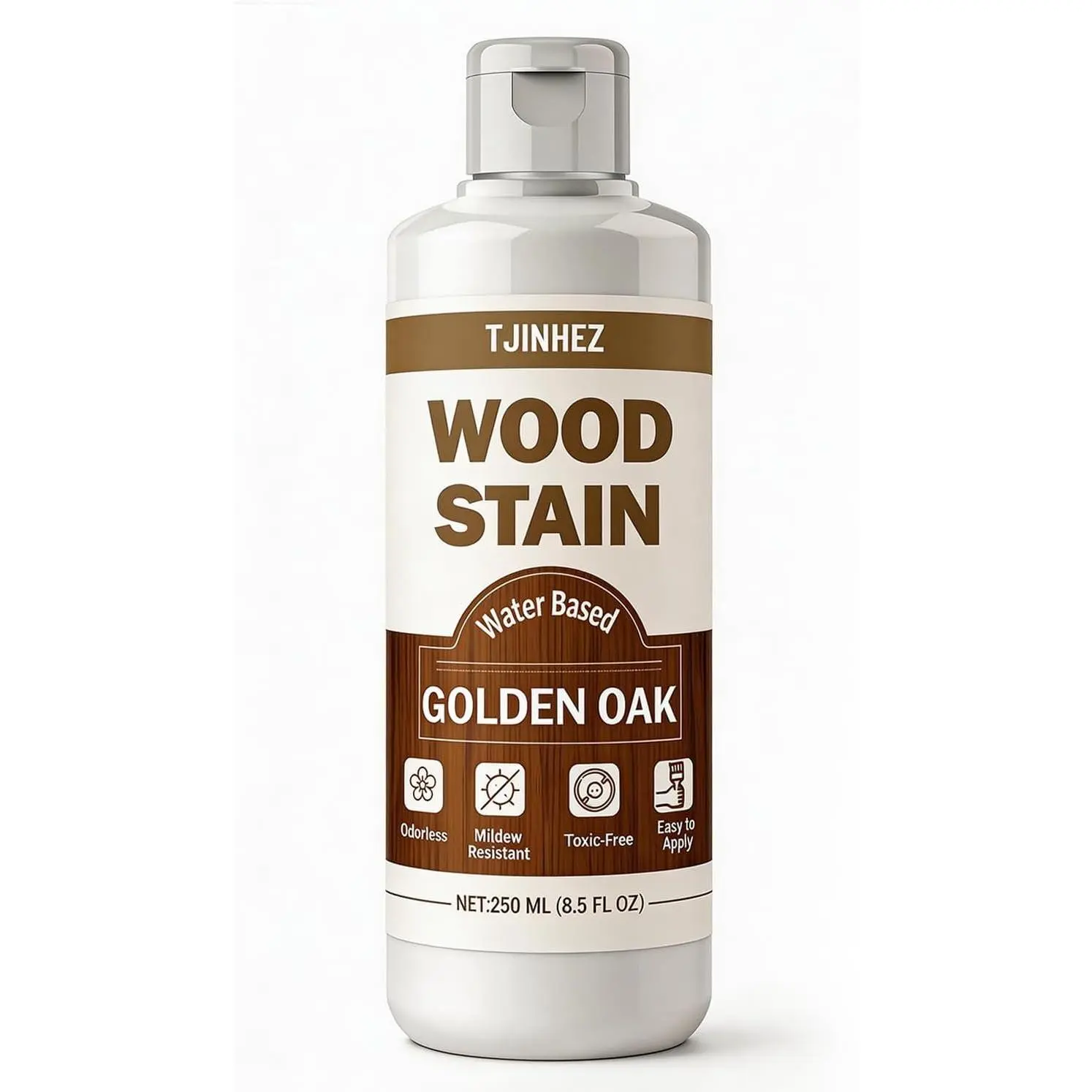 Golden Oak Wood Stain, 8.5oz/250ml Water Based Wood Stain, Premium Indoor & Outdoor Wood Finish for Furniture, Cabinets, Doors & Wood Surfaces - Fast Drying, Low Odor, Non-Toxic & Easy to Use