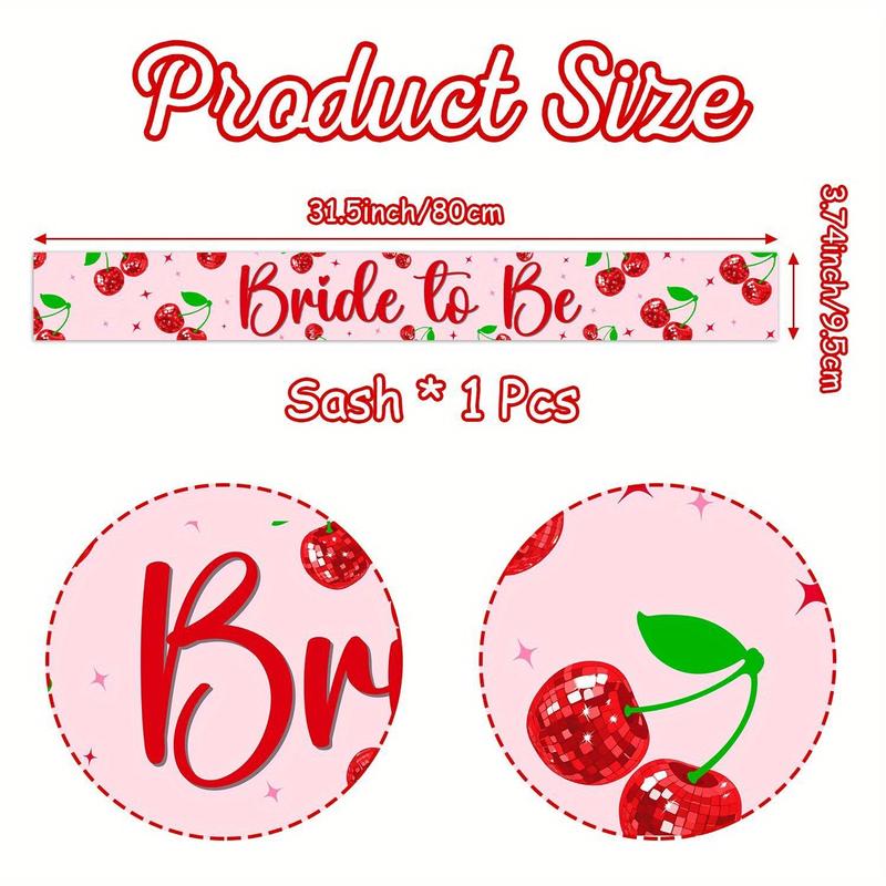 1Set Cherry Disco Ball Party Decoration Cherry Bride to Be Sash Cherry Bachelorette Decorations Cherry and Dsico Ball for Girls Sweet Cherry Berry Fruit Bridal Shower Party Supplies