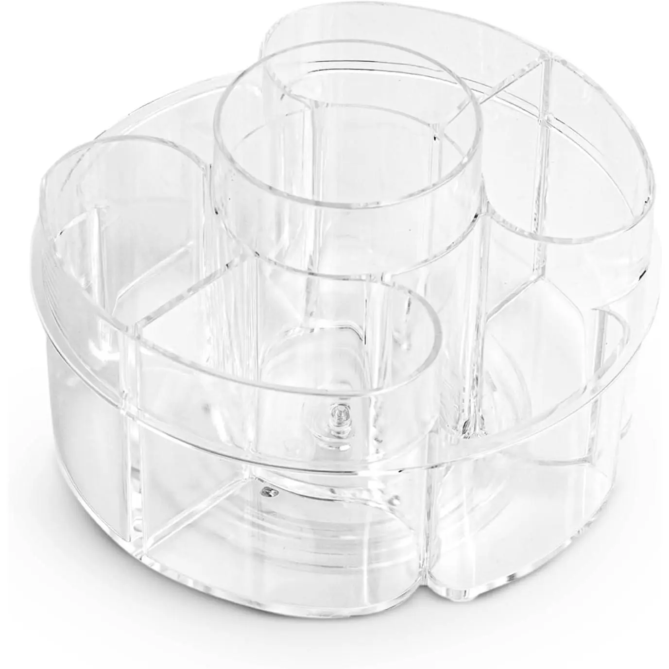 Small 360 Rotating Makeup Organizer, 5 Compartments, Round Clear | Small 360 Rotating Makeup Organizer, 5 Compartments,  Mini Lazy Susan,  Bathroom Counter, Round Clear