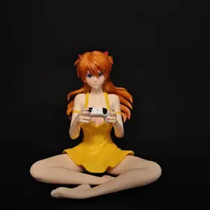 Anime Figure Asuka Langley Soryu Sitting Pose Pretty Girl Pvc Model Desktop Ornament For Adult Anime Collection Decoration