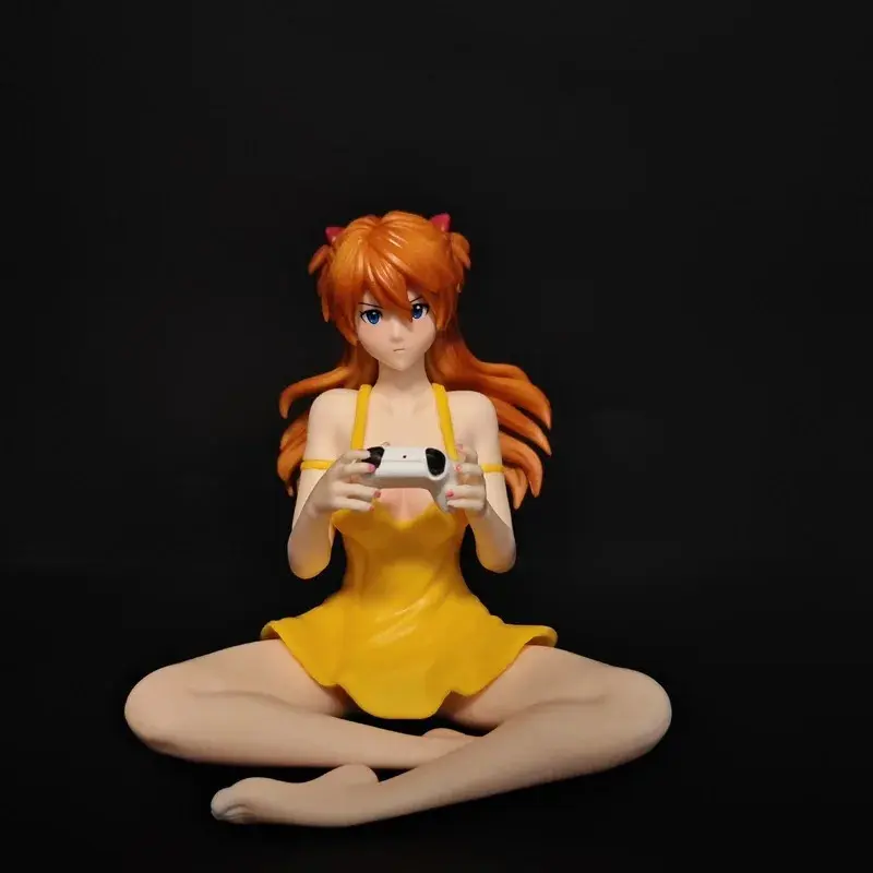 Anime Figure Asuka Langley Soryu Sitting Pose Pretty Girl Pvc Model Desktop Ornament For Adult Anime Collection Decoration
