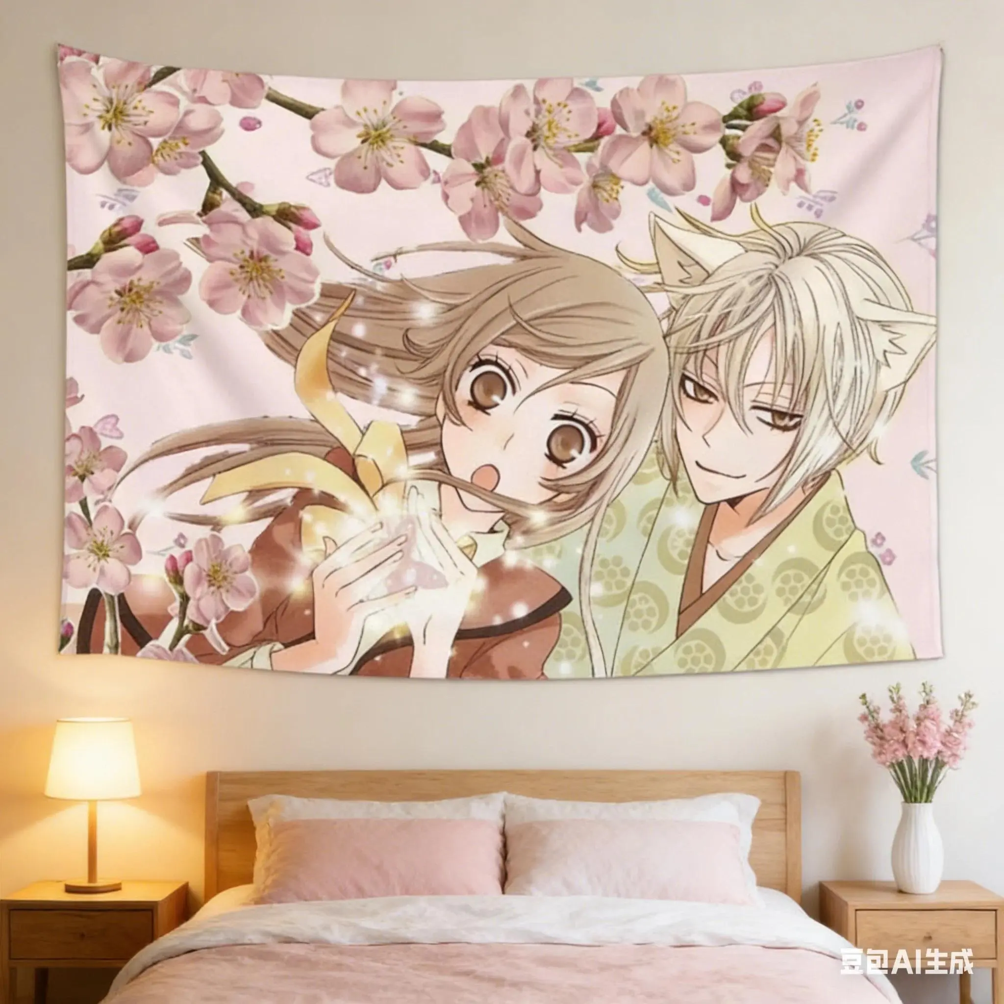 Kamisama Kiss Anime Lightweight 1-Piece Polyester Photo Tapestry Backdrop - Wall Hanging Decor for Living Room, Bedroom - Romantic Look for Anime Fans