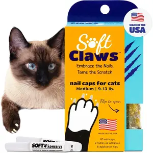 Cat Nail Caps for Medium Cats – 40 Caps (Silver & Gold) – Made in USA – Veterinarian-Developed Scratch Protection, Easy to Apply, Long-Lasting Covers