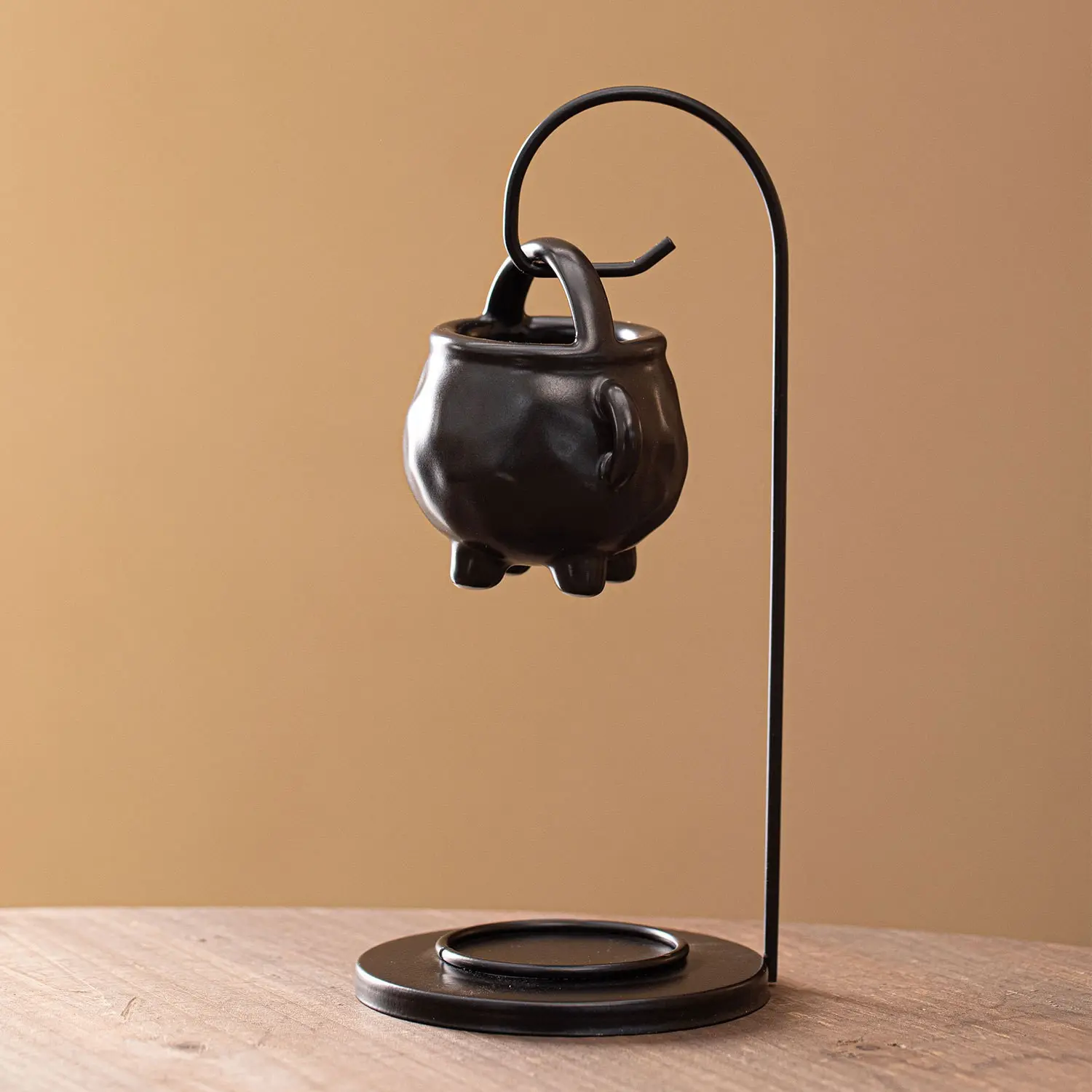 Ceramic Essential Oil Lamp, Ceramic Lamp, Hanging Pot Candle Heater, Decorative Warm Night Light for Living Room, Bedroom, Office, Diffuser, Essential Oil Holder, Stove, Black