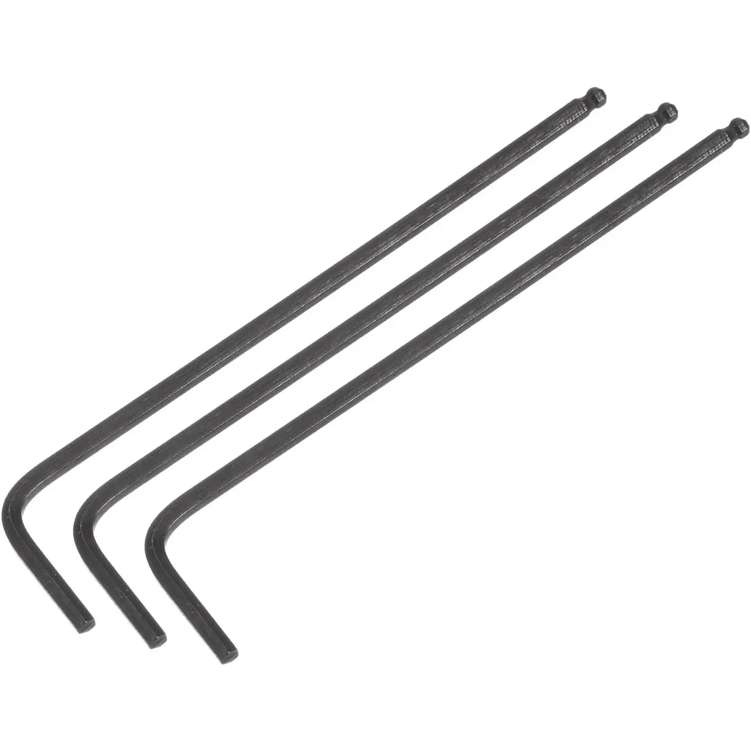 3 count 2.5mm Ball End Hex Key Wrench, Metric L Shaped Long Arm CR-V Repairing Tool for Bikes Furniture Repair, Black