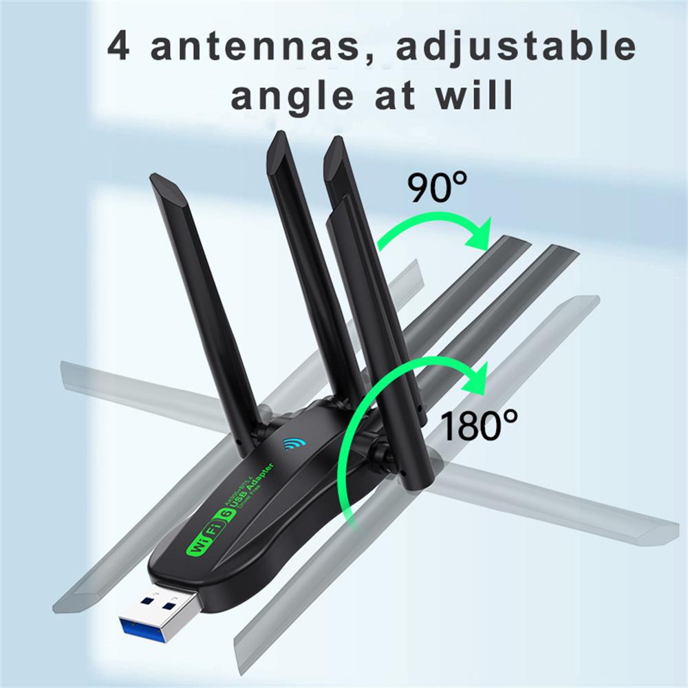 AX900 WiFi USB Adapter WiFi6 Bluetooth 5.4 Dual Band 2.4G+5.8Ghz 4 Antenna Dongle USB Wireless Card Receiver for PC/Laptop AX900 WiFi USB Adapter WiFi6 Bluetooth 5.4 Dual Band 2.4G+5.8Ghz 4 Antenna Dongle USB Wireless Card Receiver for PC/Laptop
