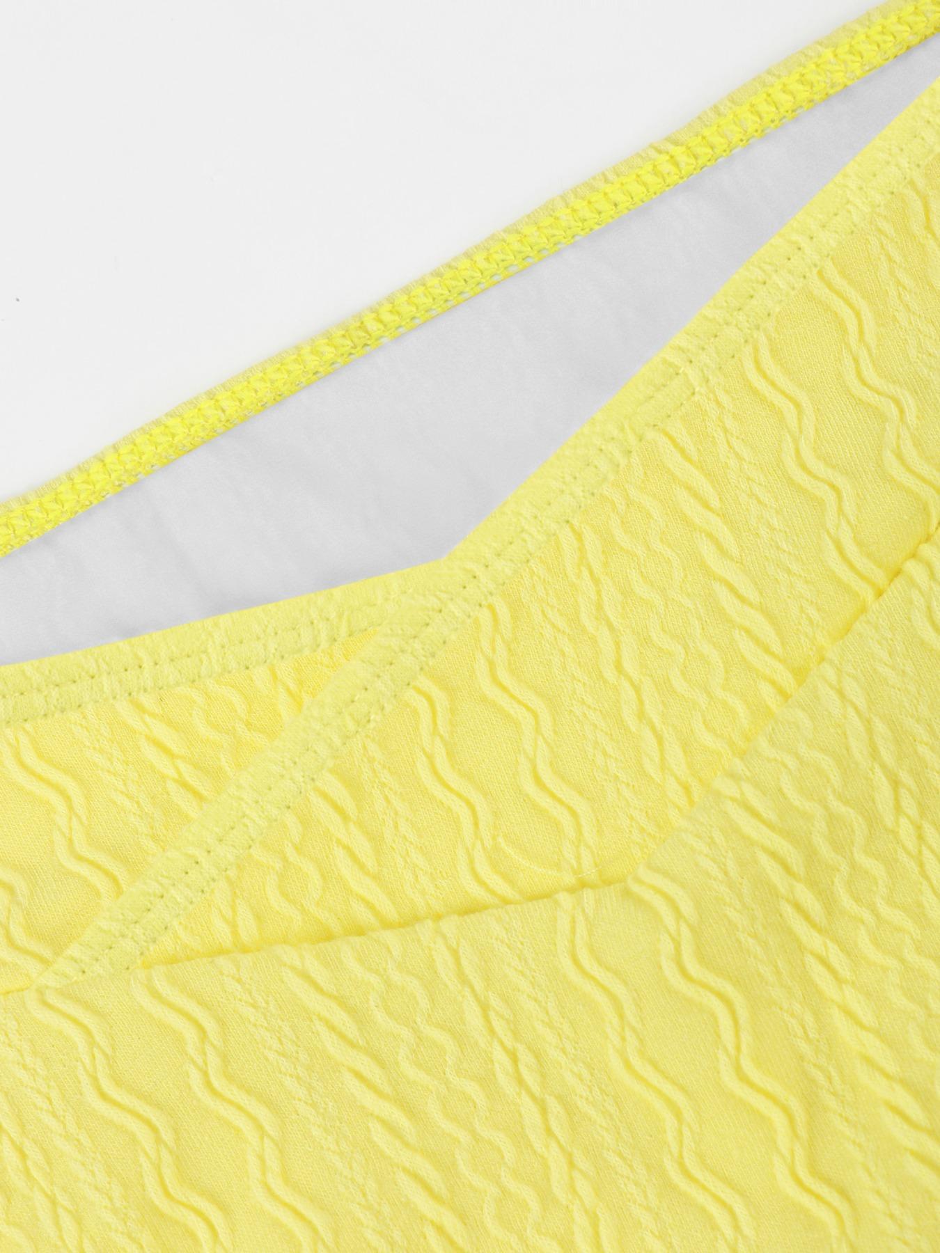 Women's Textured V-Wire Bikini Set 👙 Cross Overlap High Waist Tummy Control Bottoms | Padded Push Up Two Piece Bathing Suit | Trendy 2026 Summer Beachwear Vacation Essentials ✨Available in multiple colors