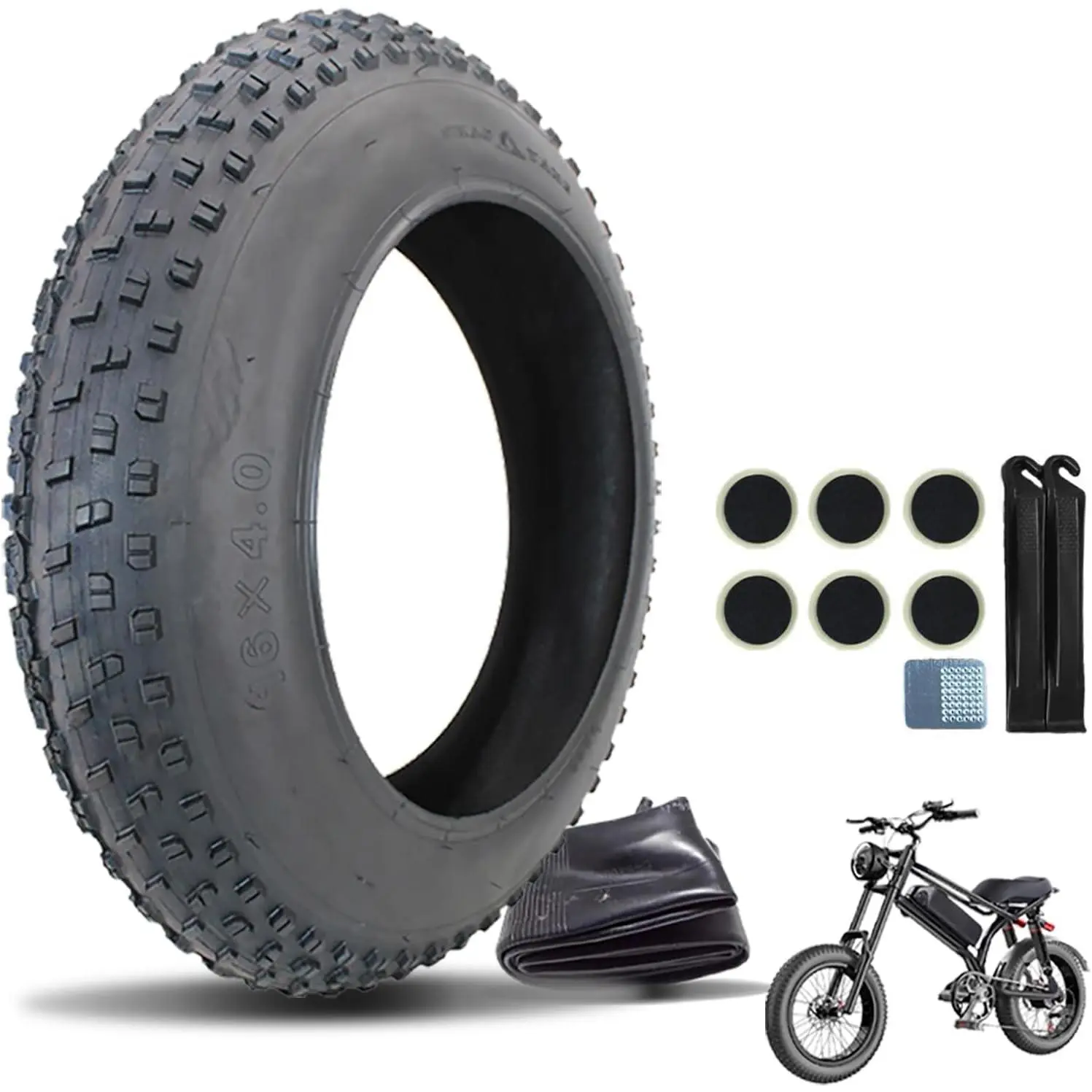 Bike Fat Tire and Inner Tube Set 102-305/16x4.0| 16" Fat Tires All-Terrain Tires Mountain/E Bike Fat Tire 16 x 4 Inch Electric Bicycle Tyre 16x4.0, Bicycle Accessory| 20 PSI