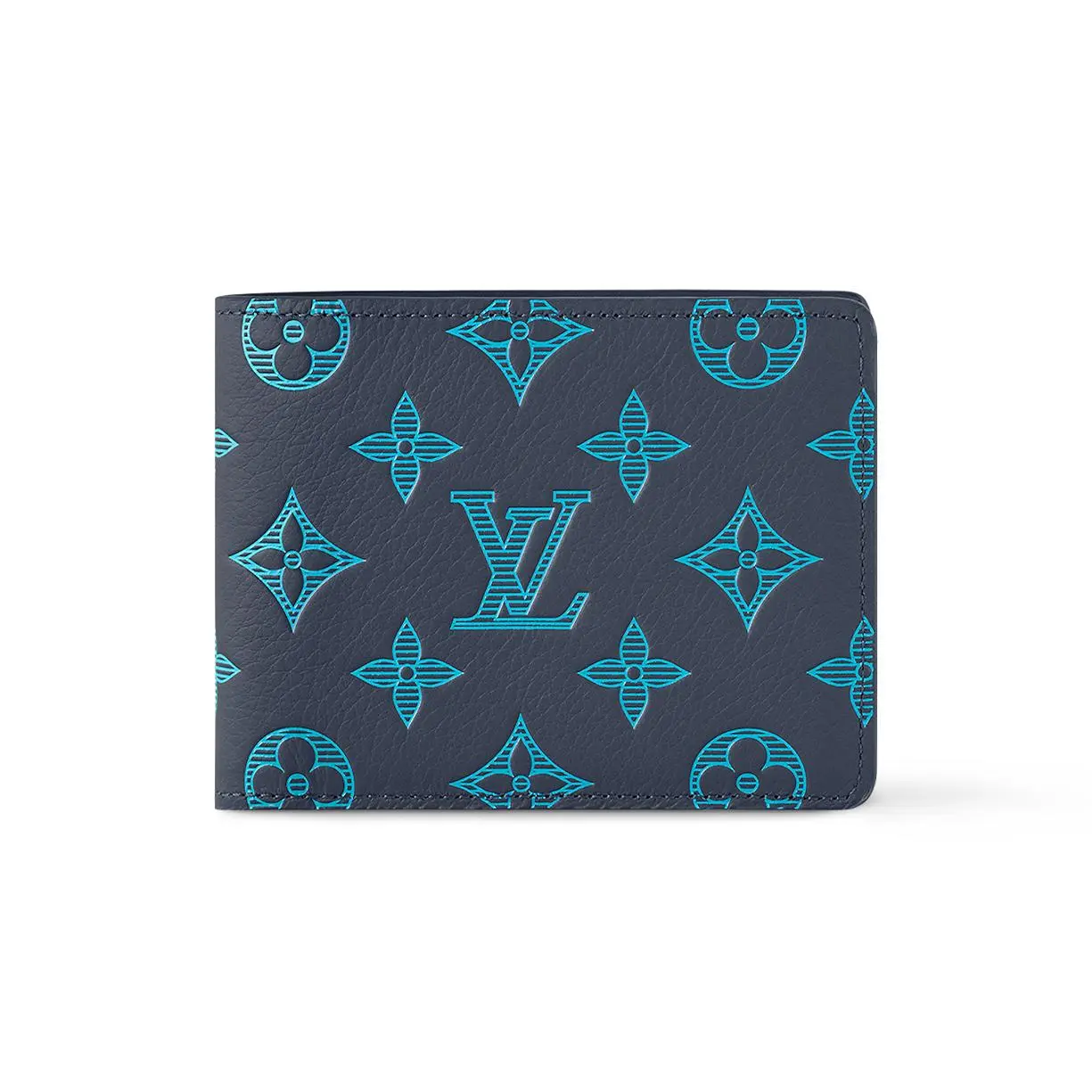 Louis Vuitton Navy Blue Embossed Flap Wallet for Men - Fabric-Lined, Mono, Low-Profile, Magnetic Embossing Men's Wallets, Fabric-Lined Men's Wallets