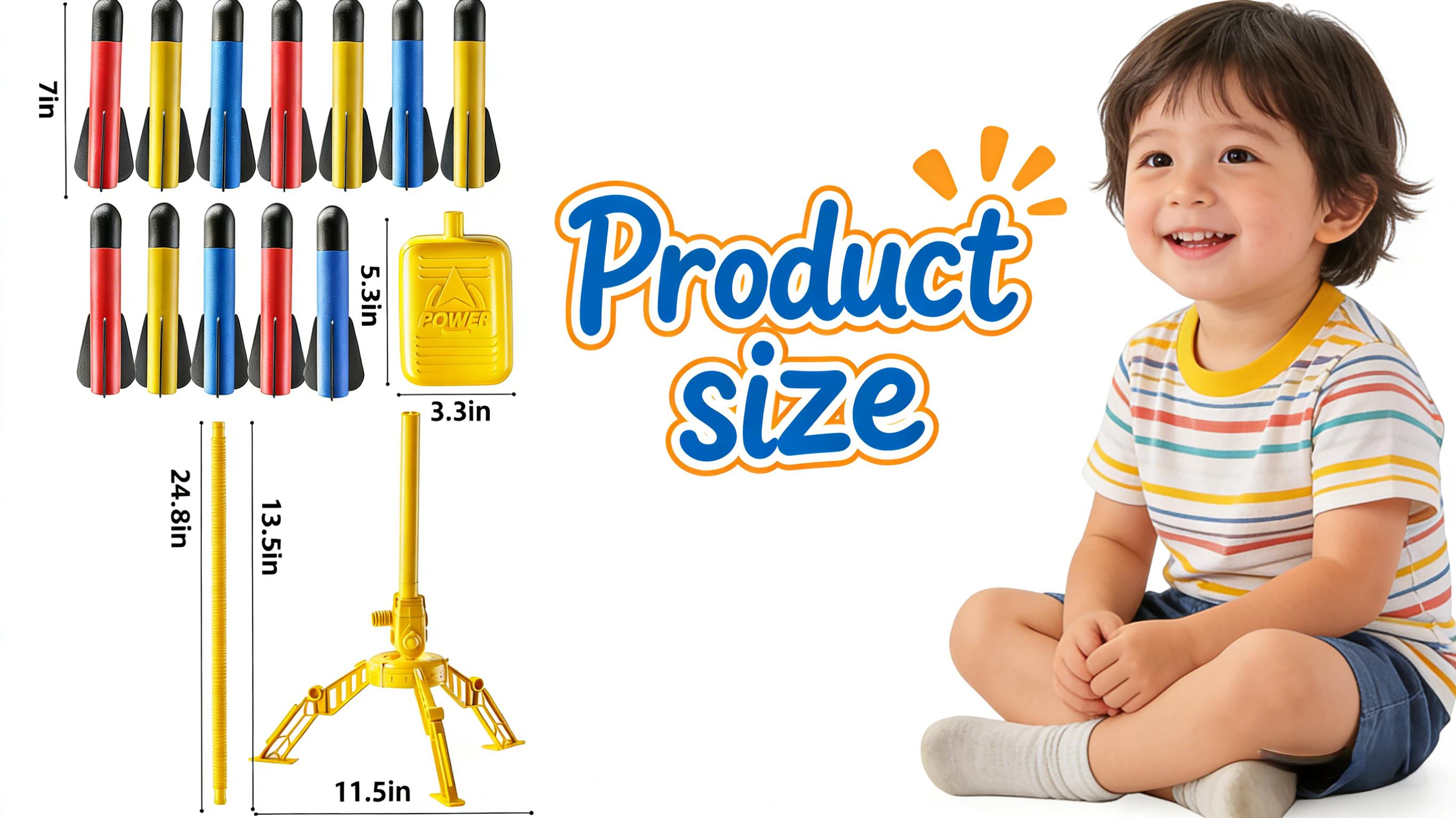 Rocket Launcher for Kids, 12 Foam Rockets, Launch up to 100+ft, Foam Jump Rocket Launcher Toy,Outdoor Outside Backyard Toys for Boys and Girls, Birthday Gift Toys for Kids Boys Girls Age 3 4 5 6 7 8 Years Old