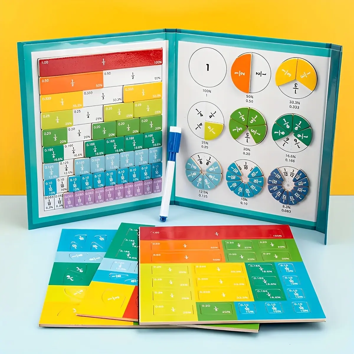 Magnetic Fraction Learning Toy, Math Educational Kit, Fun Counting Game for Elementary School, Christmas Gift Filler