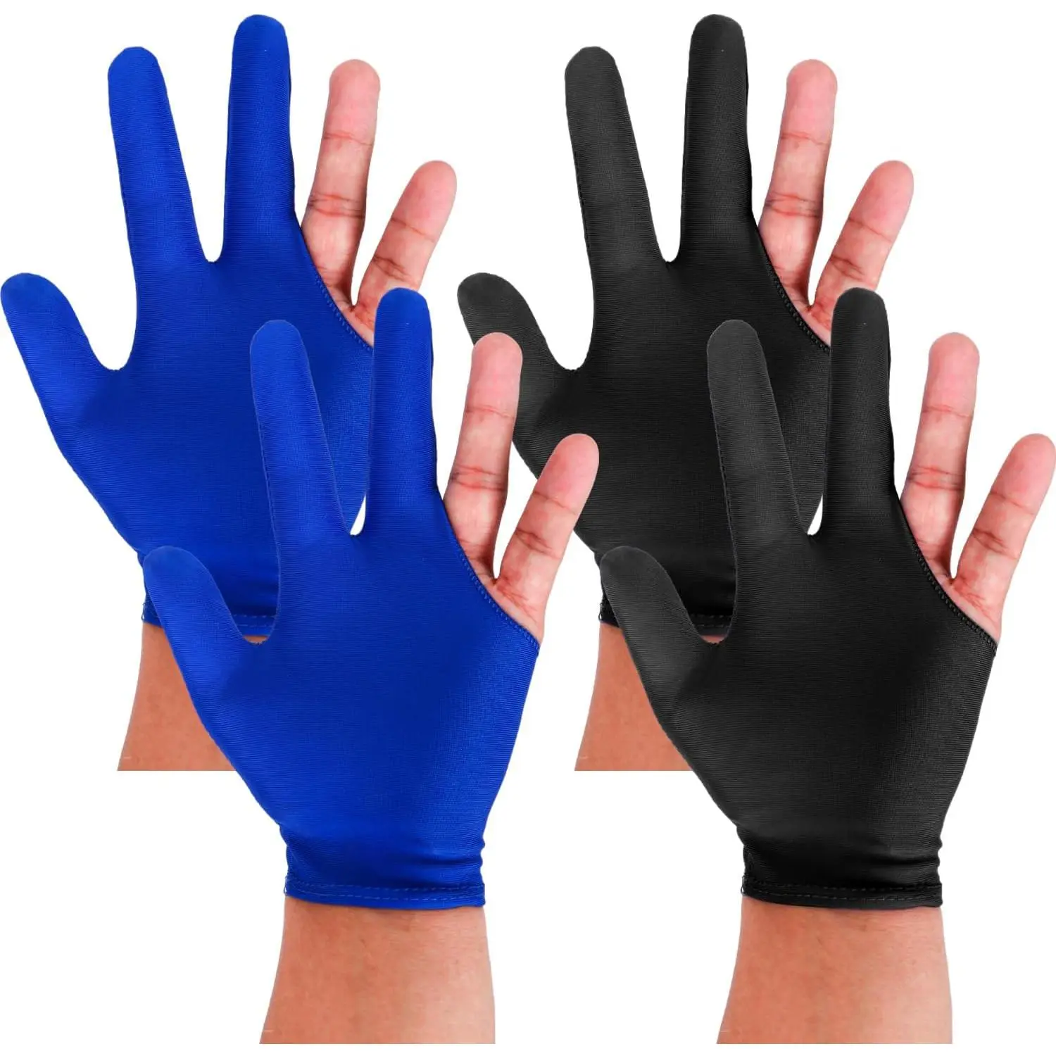 Billiards Glove 2 count Three Finger Pool Glove  Cue  Gloves Breathable Elastic Billiard Glove for Women or Men Left and Right Hand
