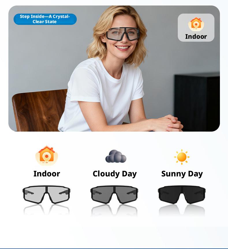AI color-changing glasses, smart Bluetooth audio glasses, two-in-one headset, windproof goggles for cycling, outdoor sports cycling glasses
