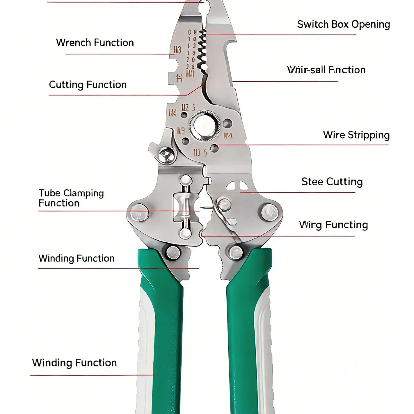 1pc Folding Wire Stripping Pliers, Multi-Function Electrician Scissors, Line Separator, Coiling, Peeling, Shaving, Electrician Tools