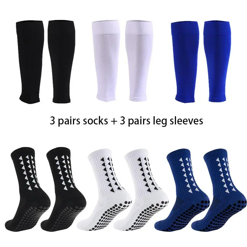 Women's 6pcs Compression Leg Sleeves and Socks Set - Nylon & Spandex Blend, Solid Color Knit Fabric, Machine Washable, Non-Slip Grip, Socks for Women, Athletic Sports Use, Athletic Socks