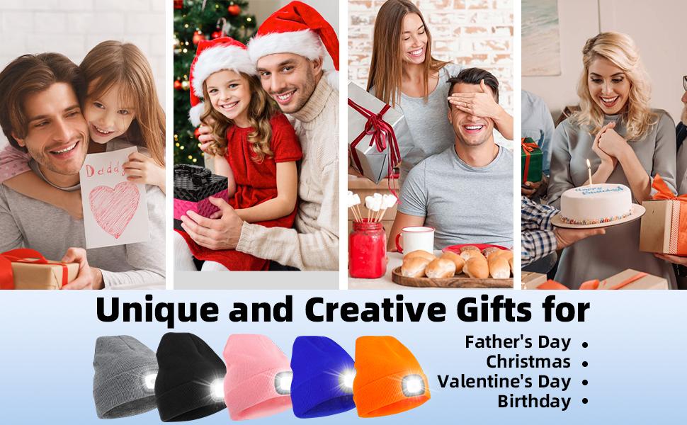 Unisex Beanie Hat with Light, USB Rechargeable LED Headlamp Hat Night Light Cap Christmas Stocking Stuffers Gifts for Men Dad Father Husband Unisex Beanie Hat with Light, USB Rechargeable LED Headlamp Hat Night Light Cap Christmas Stocking Stuffers Gifts for Men Dad Father Husband
