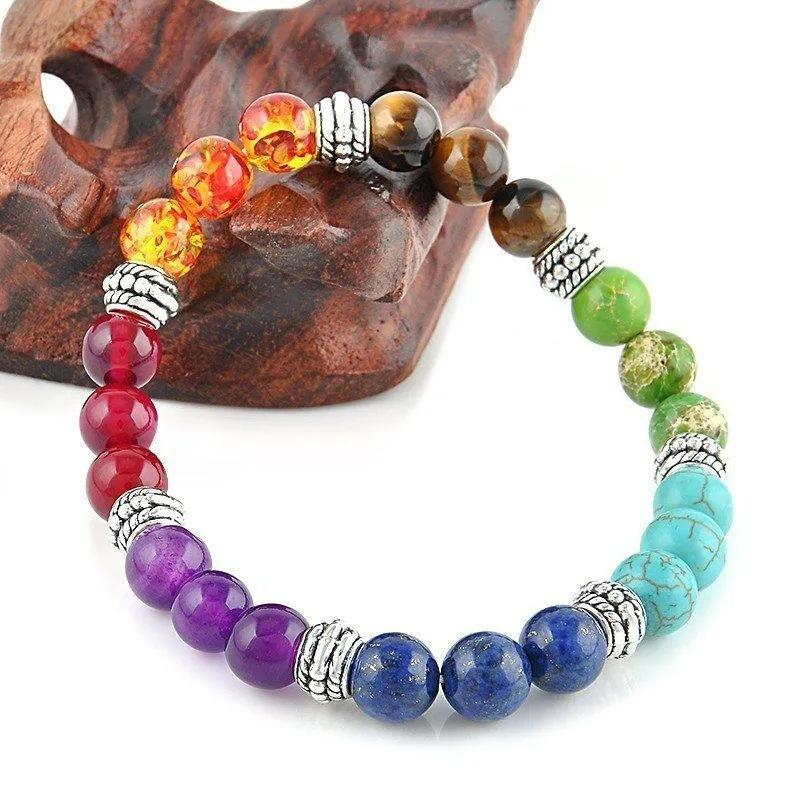 Natural Stone Colorful Chakra Energy Yoga Bracelet