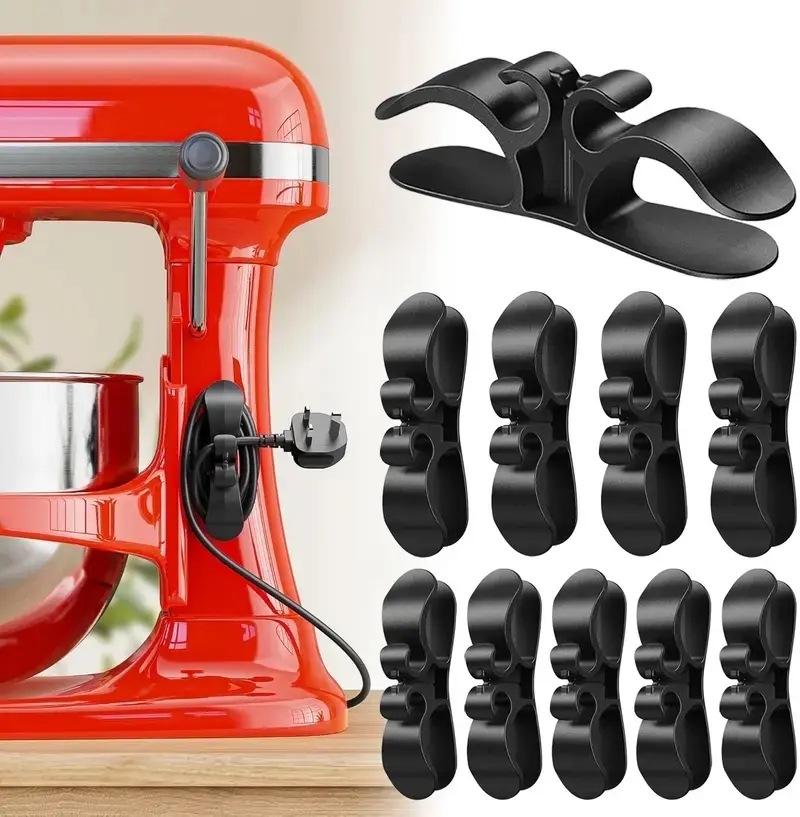 10-Pack Kitchen Appliance Cord Organizer Hooks with Upgraded 3M Glue, TPR Silicone, Kitchen Supplies Cable Management Solution for Air Fryer, Coffee Maker