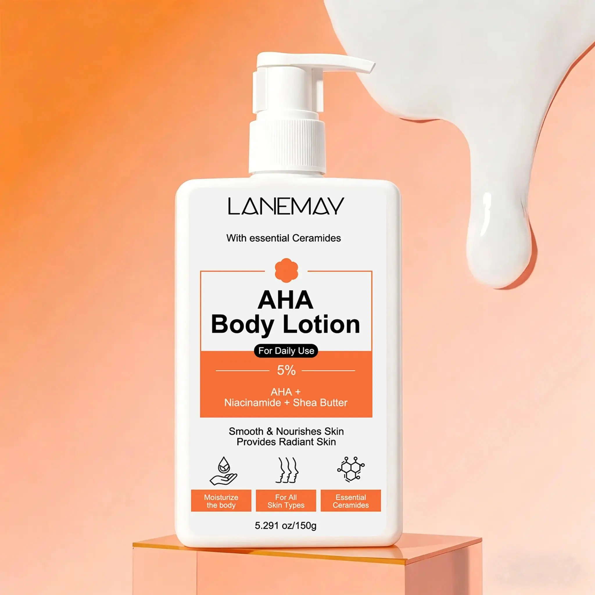 5% Aha Body Lotion, 150g, Niacinamide, Moisturizing Smooth, Deep Nourishing, Brightening Skin, Daily Body Care, Suitable for All Skin Types Body Balm Lotion