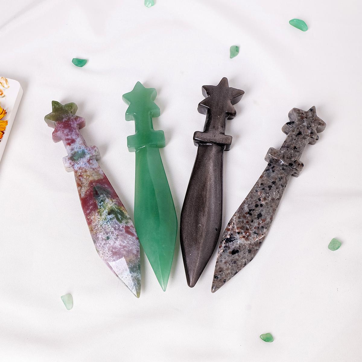 Natural Crystal Dagger, 1 Count Original Stone Model Knife, Polishing Unbladed Knife Model, Crystal Carving, Crafts, Home Decor, Fengshui Ornaments, Crystal Bundles, Chakra Healing Crystals