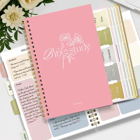 Daily Bible Study Journal, Devotional Notebook, Notebook with Colorful Label Stickers, 1pc Guided Journal Spiral Notebook S.O.A.P Method Bible Study Planner Daily Morning Prayer Journal Note Taking & Faith Based Gifts For Women Men, School Supplies