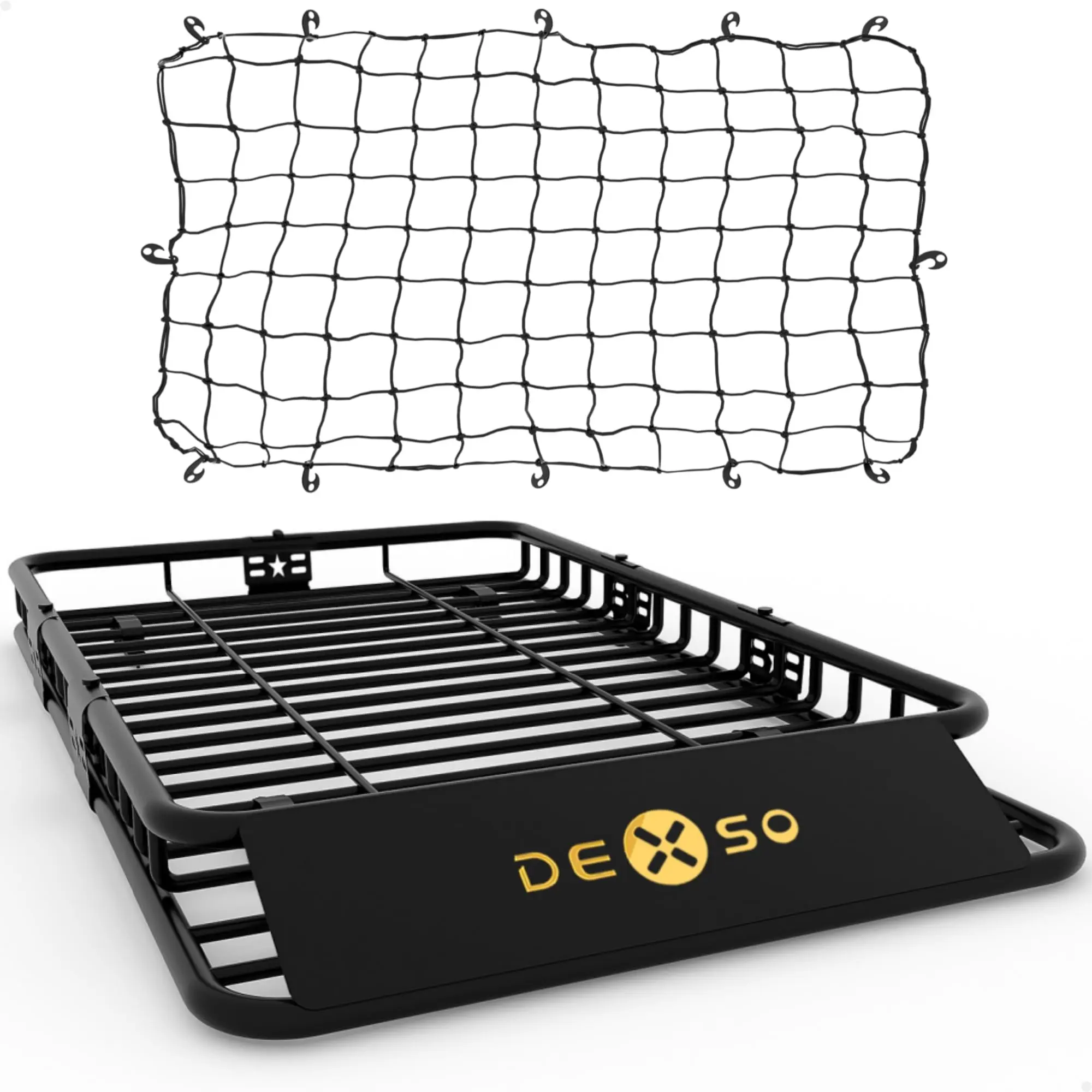 64" x 39" Universal Roof Rack Basket with Cargo Net, 200 Lbs Capacity Rooftop Cargo Carrier Basket with Extension Heavy Duty Luggage Holder Rack for SUVs, Trucks, Vehicles
