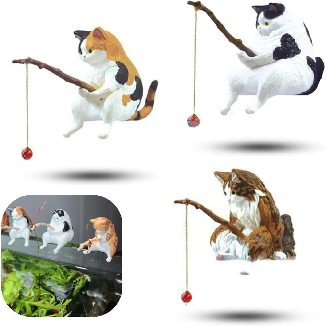 3 count Cute Fish  Figurines -  Statue Decor for  Office Aquarium Decoration